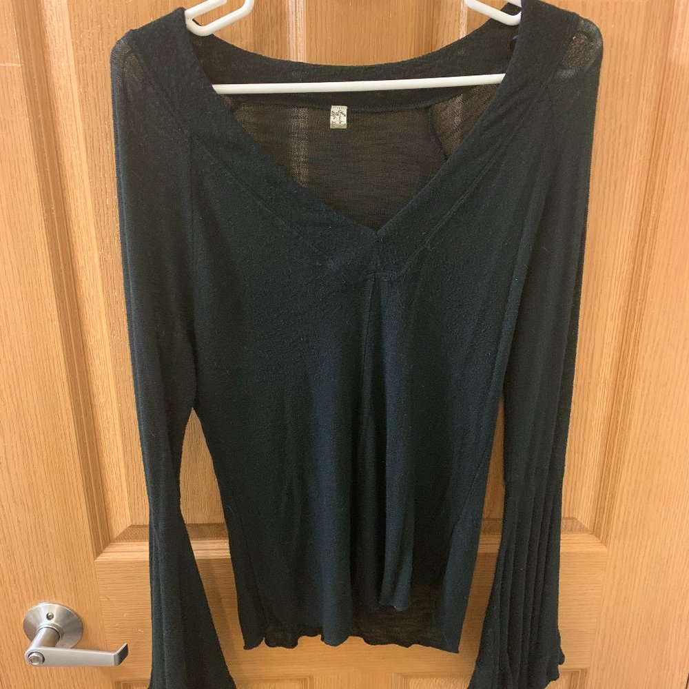 Free People Black sweater with flare sleeve